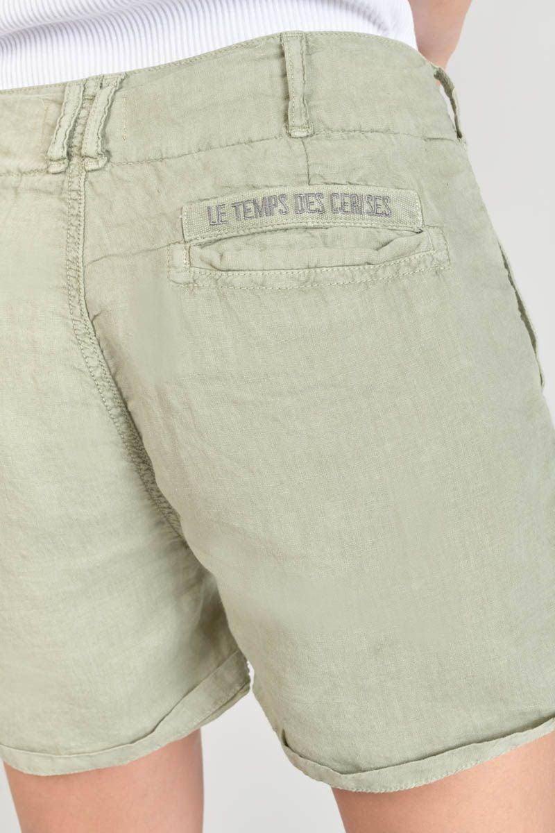 Le Temps Des Cerises Short Pagode En Lin Kaki Clair