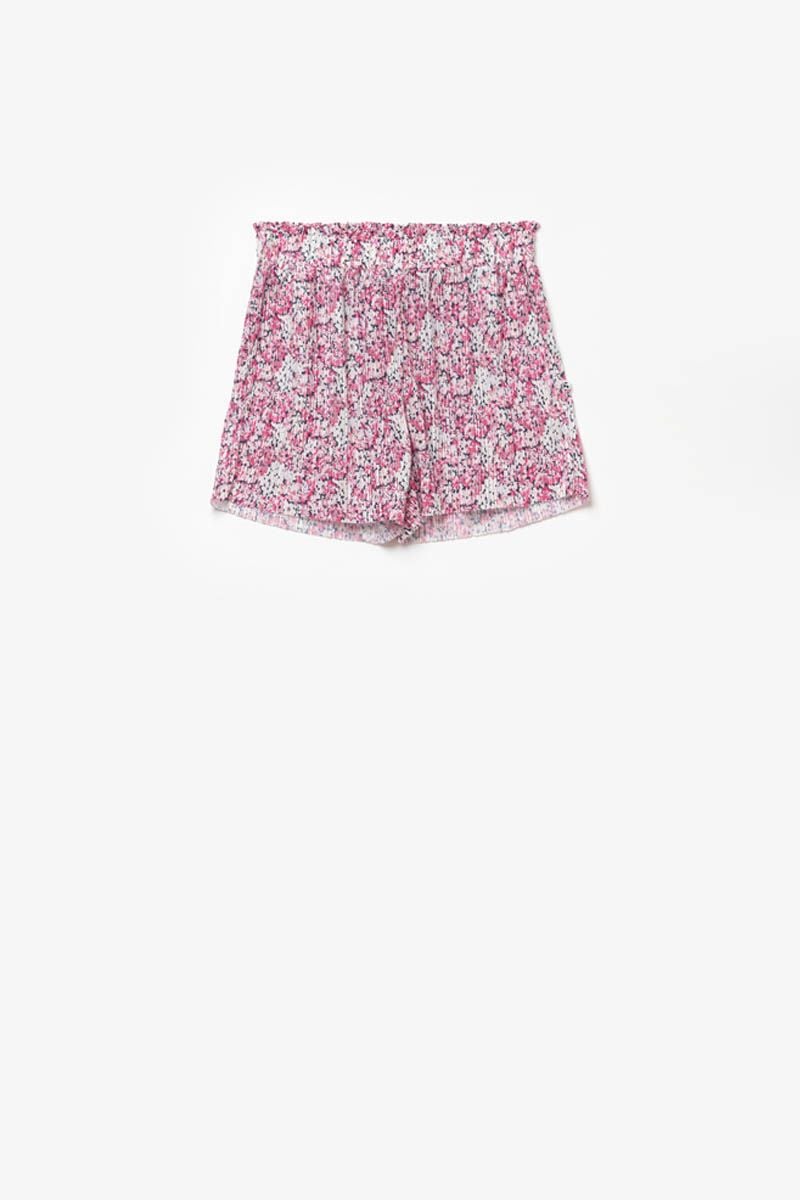 le temps des cerises Short Roezgi à motif floral rose