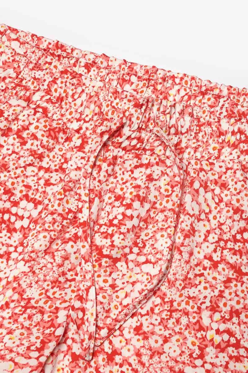 Le Temps Des Cerises Short Roseigi à Motif Floral Rouge