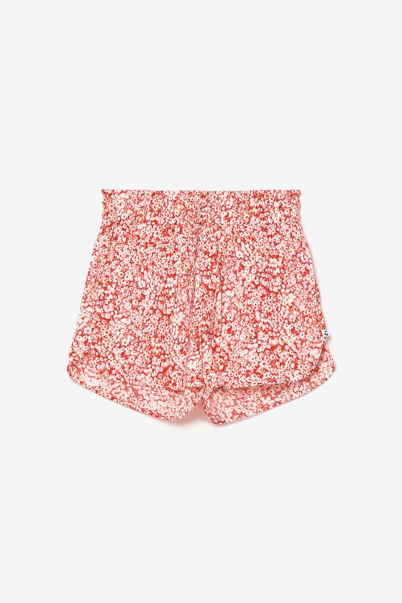 le temps des cerises Short Roseigi à motif floral rouge