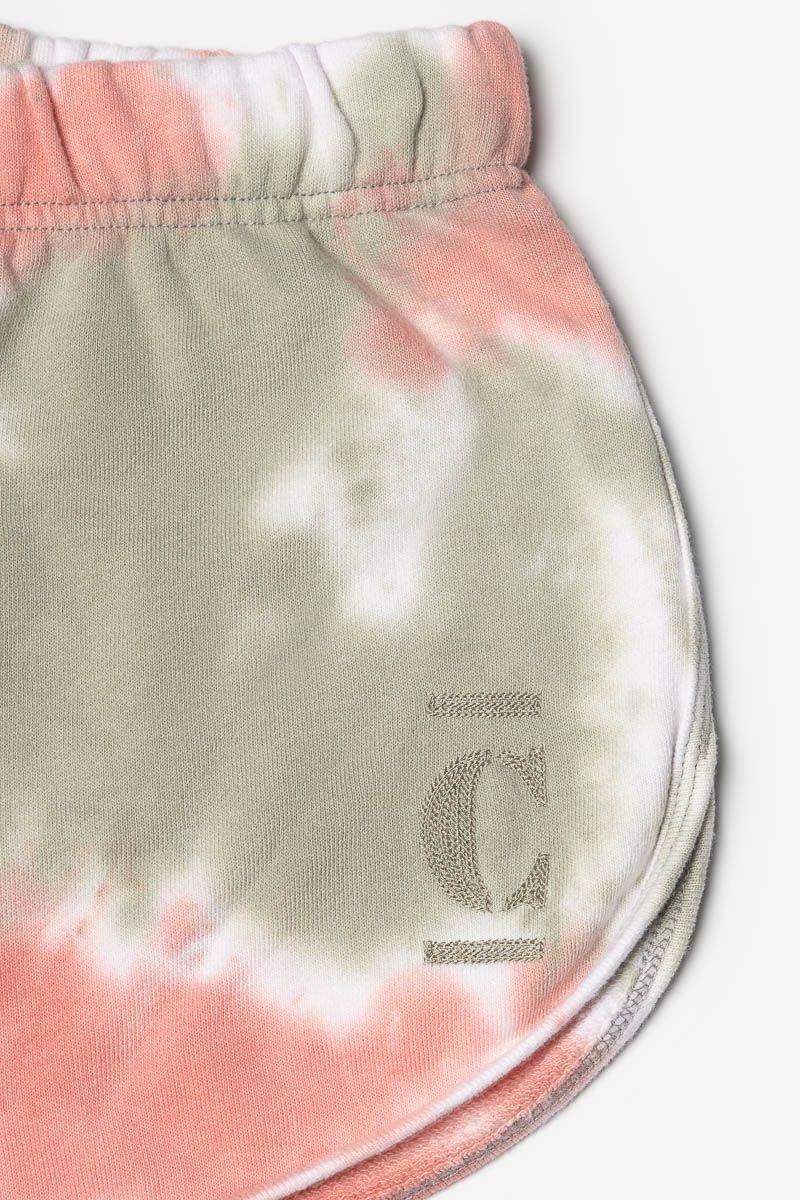 Le Temps Des Cerises Short Shouagi Tie And Dye Rose Et Kaki