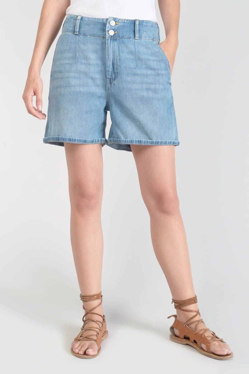 Le Temps Des Cerises Short Sydney En Jeans Bleu Clair