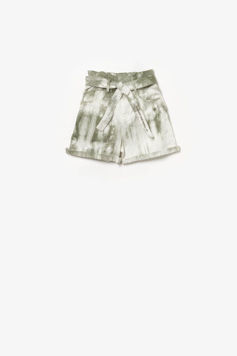 le temps des cerises Short taille haute Thyla tie and dye kaki