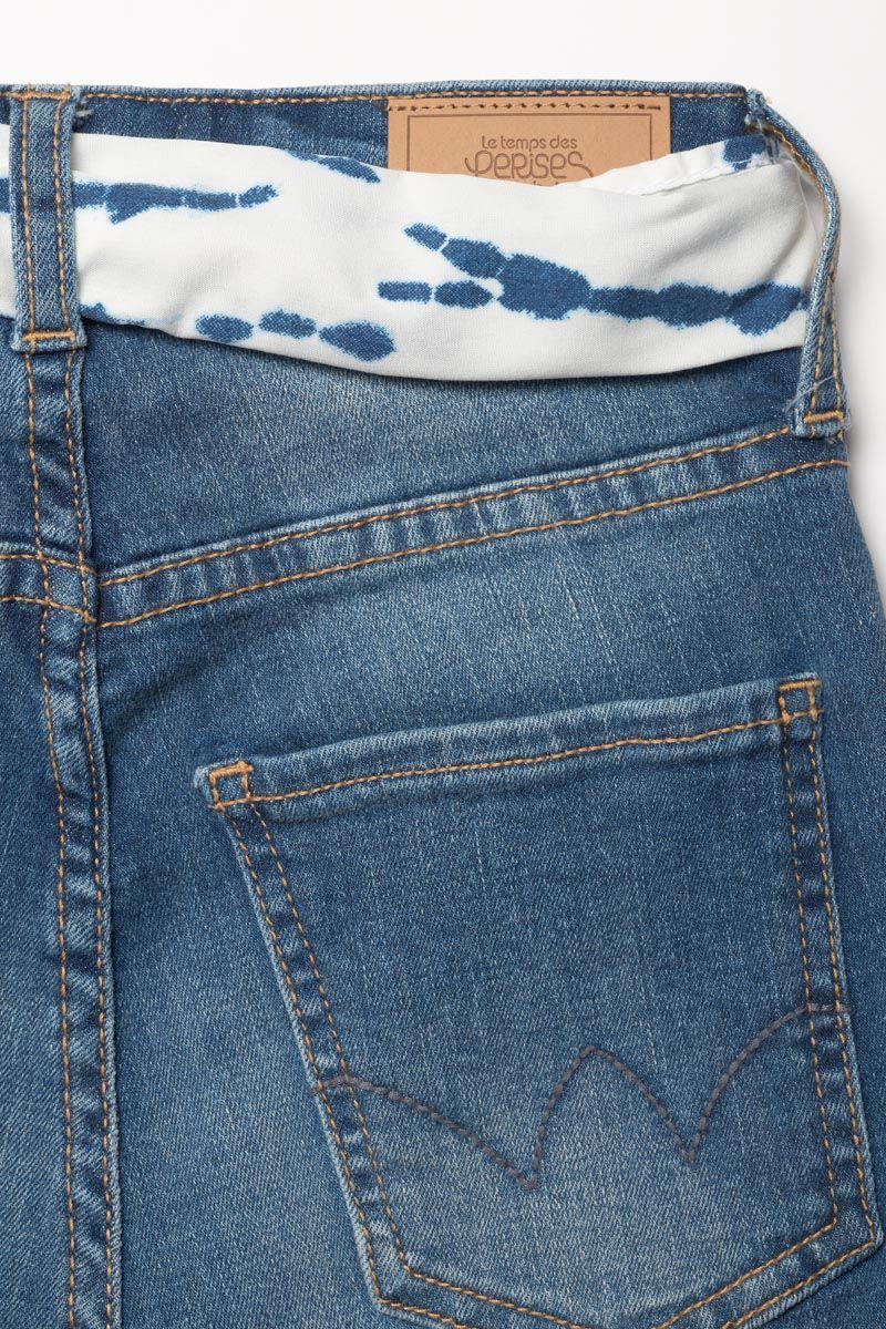 Le Temps Des Cerises Short Taille Haute Tika En Jeans Bleu Délavé