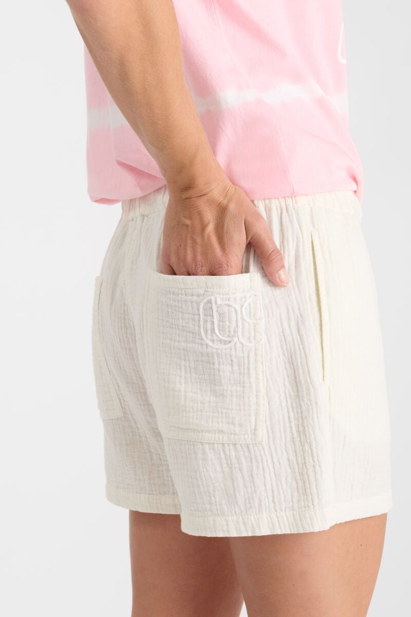 Le Temps Des Cerises Short Tara Crème En Gaze De Coton