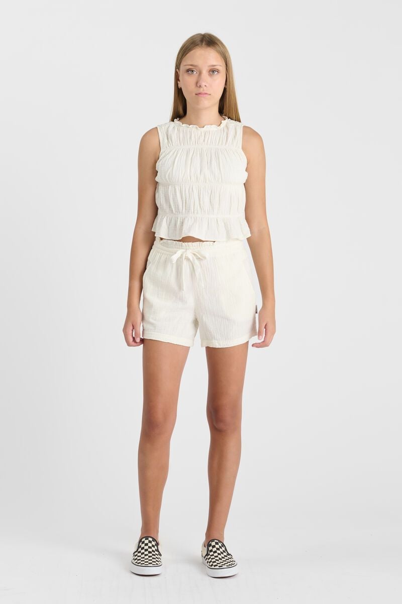 le temps des cerises Short Taragi crème en gaze de coton