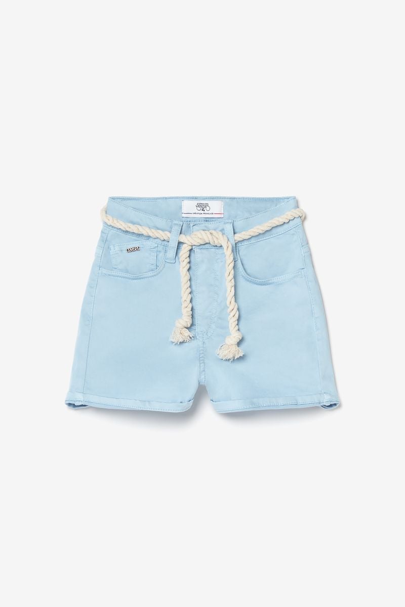 le temps des cerises Short Tiko taille haute bleu ciel