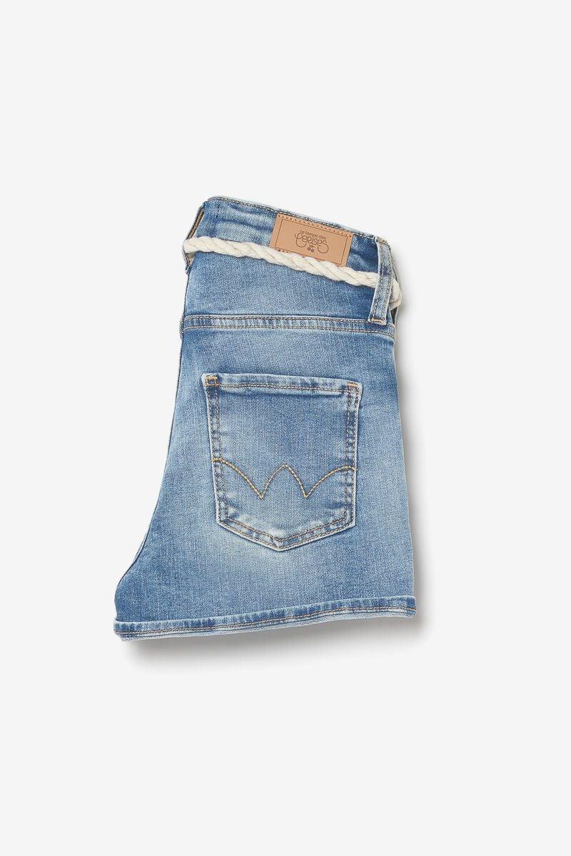 Le Temps Des Cerises Short Tiko Taille Haute En Jeans Bleu
