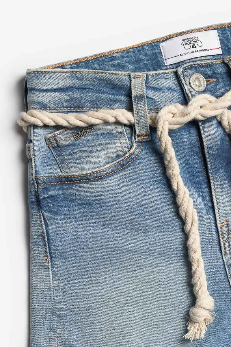 Le Temps Des Cerises Short Tiko Taille Haute En Jeans Bleu