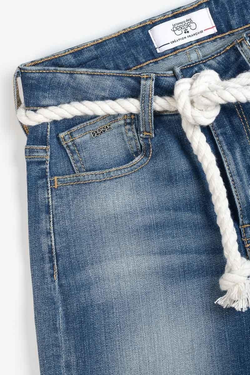Le Temps Des Cerises Short Tiko Taille Haute En Jeans Bleu Délavé
