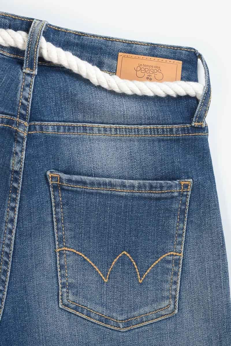 Le Temps Des Cerises Short Tiko Taille Haute En Jeans Bleu Délavé