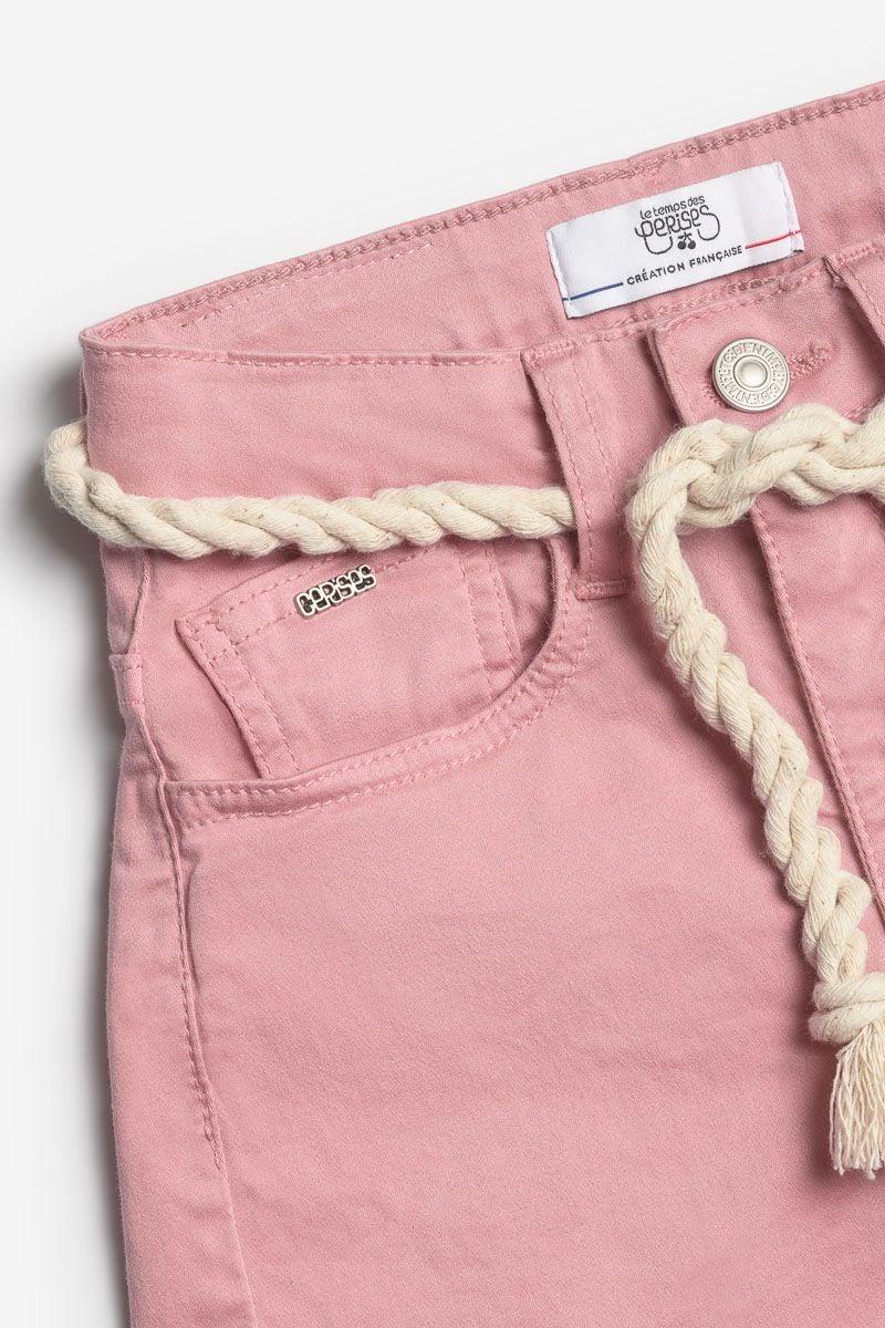Le Temps Des Cerises Short Tiko Taille Haute Rose Poudré