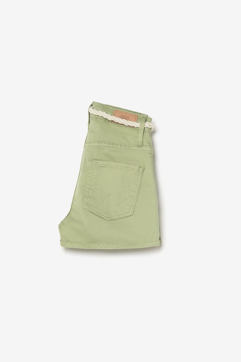 Le Temps Des Cerises Short Tiko Taille Haute Vert Amande