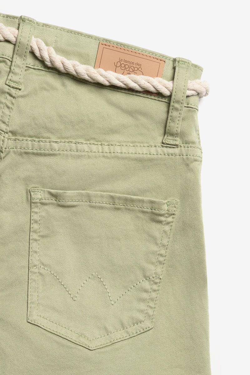 Le Temps Des Cerises Short Tiko Taille Haute Vert Amande