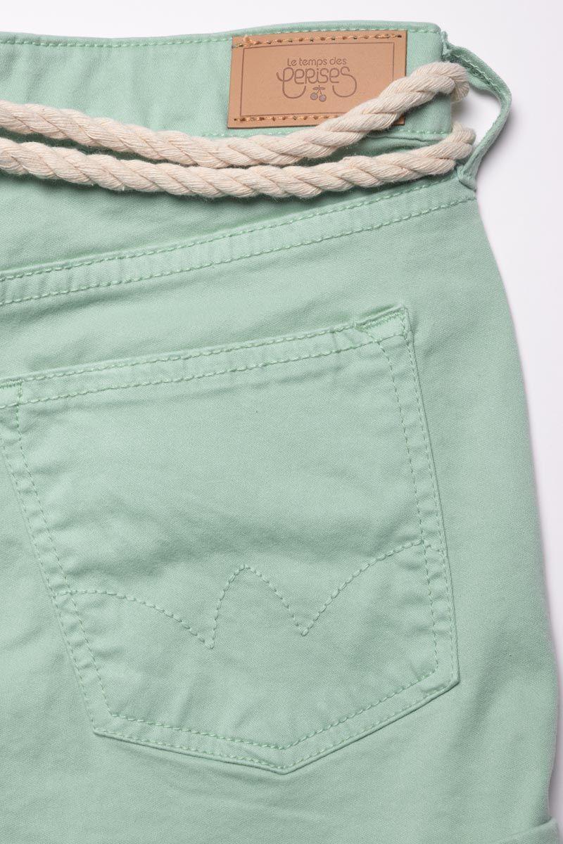 Le Temps Des Cerises Short Tiko Taille Haute Vert D'eau