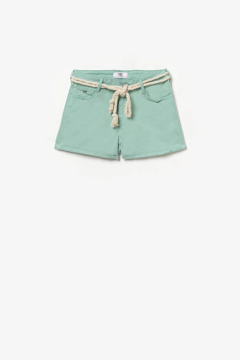 Le Temps Des Cerises Short Tiko Taille Haute Vert D'eau