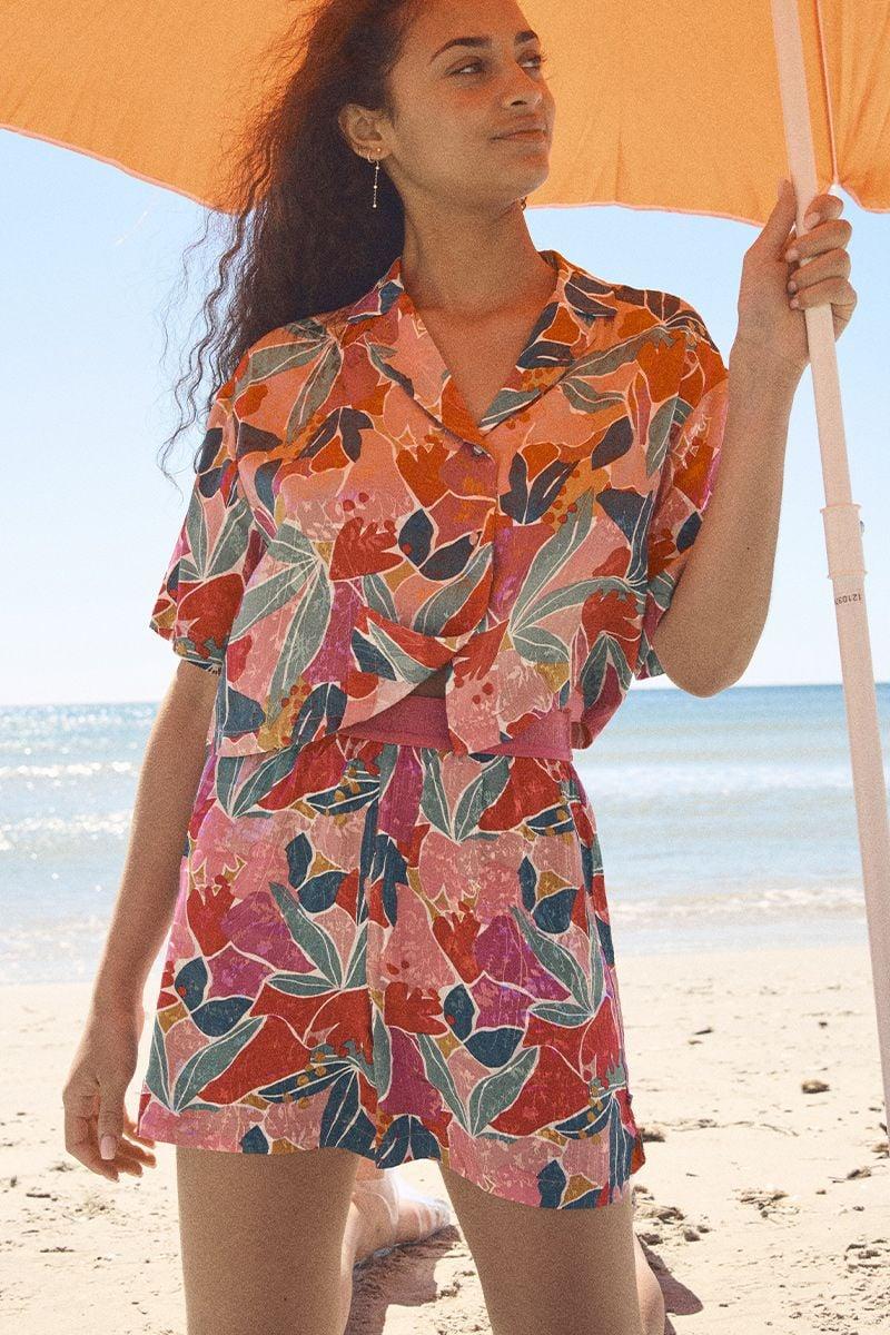 le temps des cerises Short Trillegi fuchsia à motif fantaisie