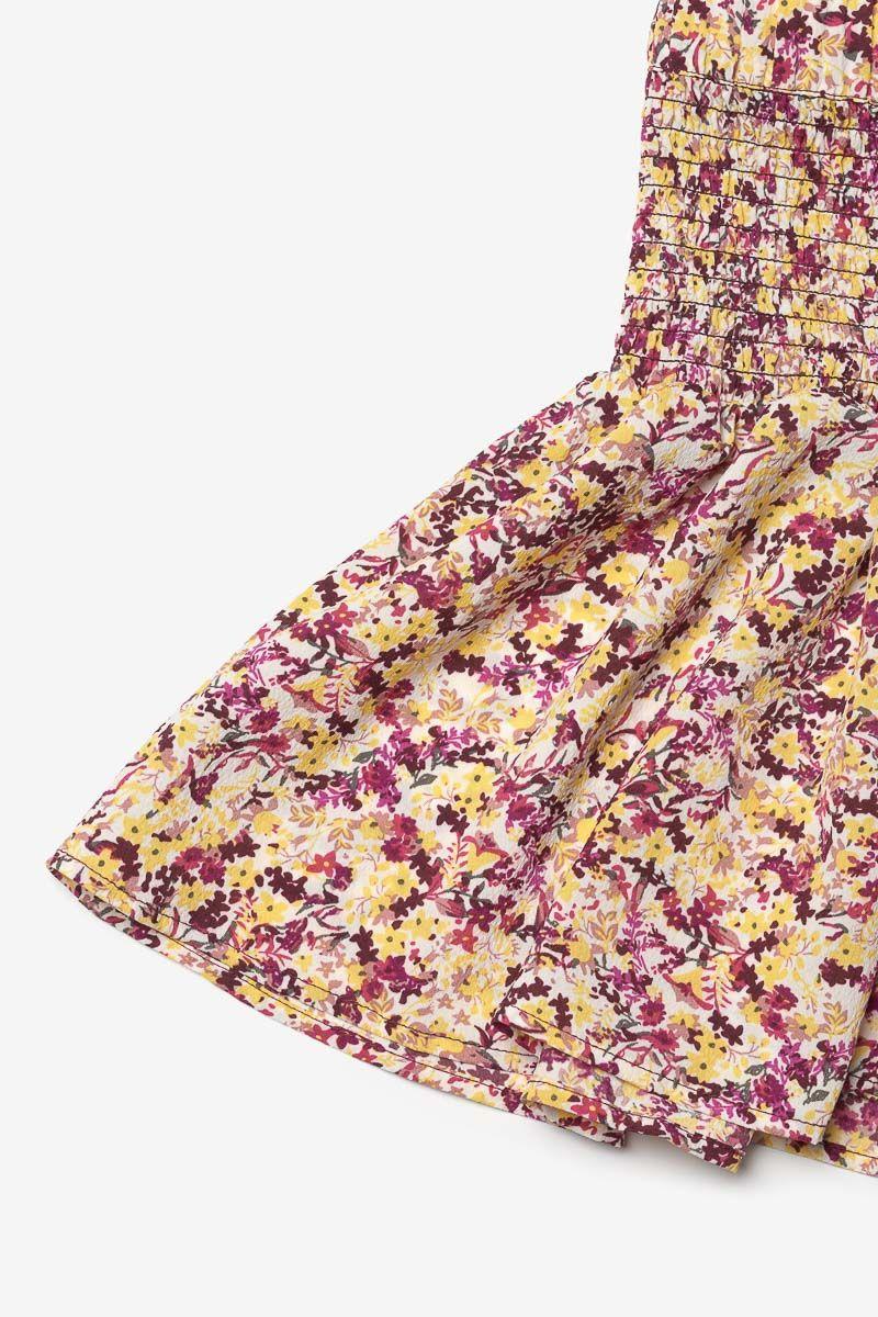 Le Temps Des Cerises Short Xangi à Motif Floral Rose Et Jaune