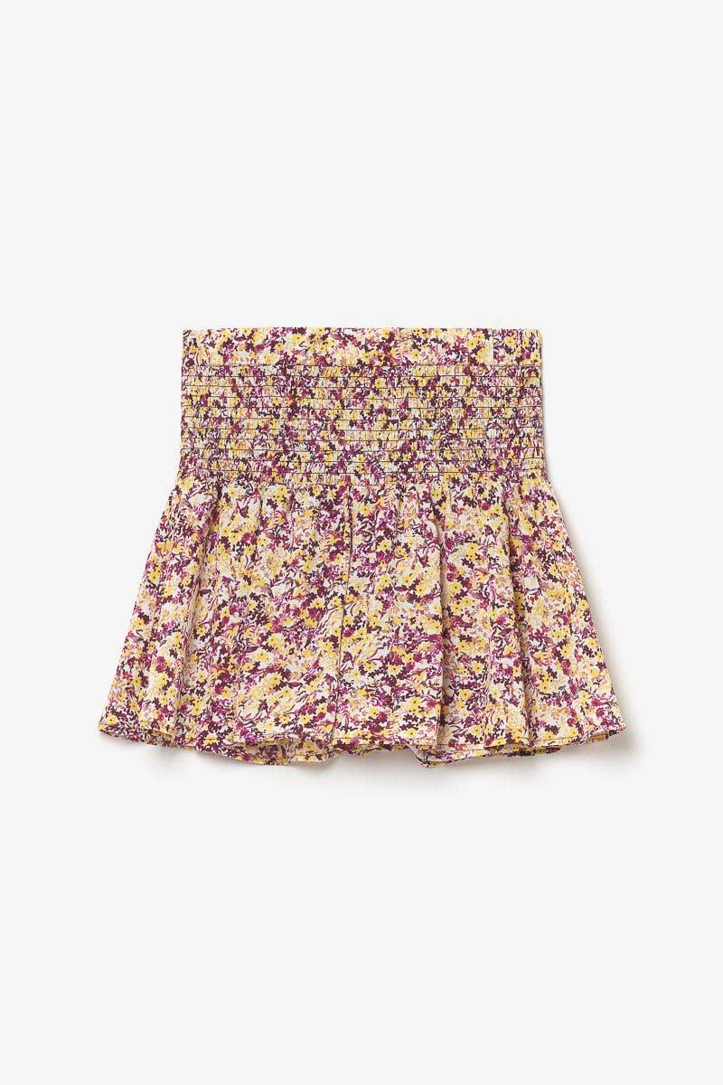 le temps des cerises Short Xangi à motif floral rose et jaune