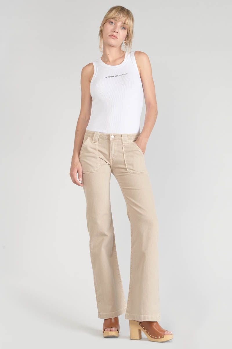 Le Temps Des Cerises Sormiou Flare Jeans Beige Sable