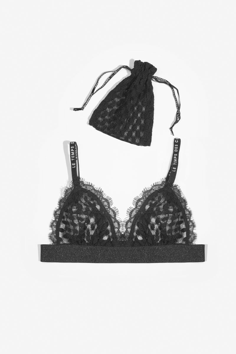 le temps des cerises Soutien-gorge triangle Sage à dentelle noire