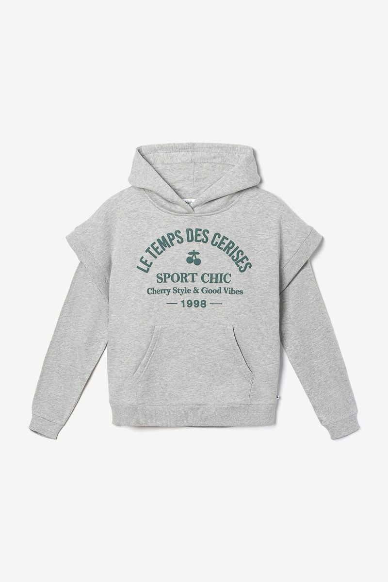 le temps des cerises Sweat 2 en 1 Steffygi gris chiné