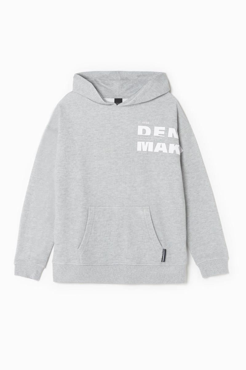 le temps des cerises Sweat à capuche Elrosbo gris chiné