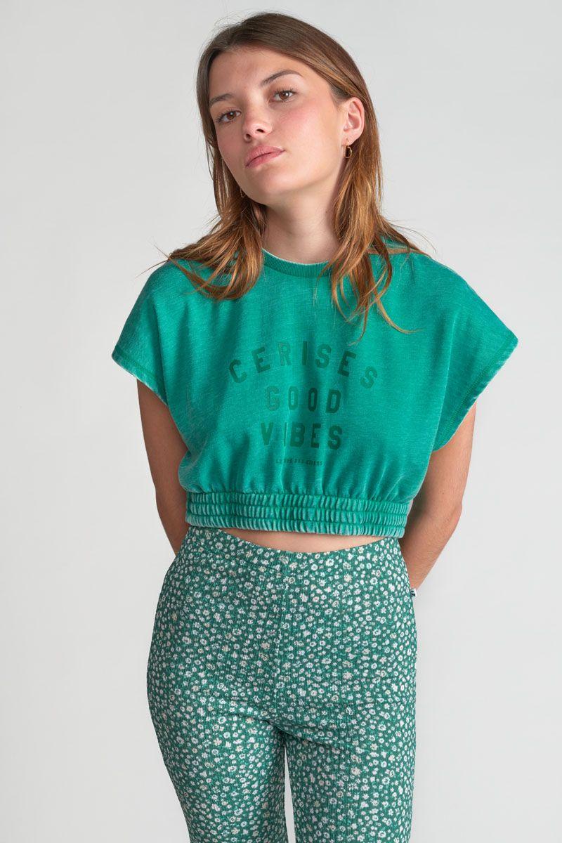 Le Temps Des Cerises Sweat Court Naellegi Vert Menthe