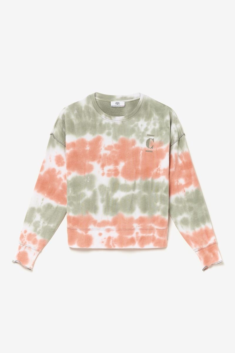le temps des cerises Sweat Fulagi tie and dye rose et kaki