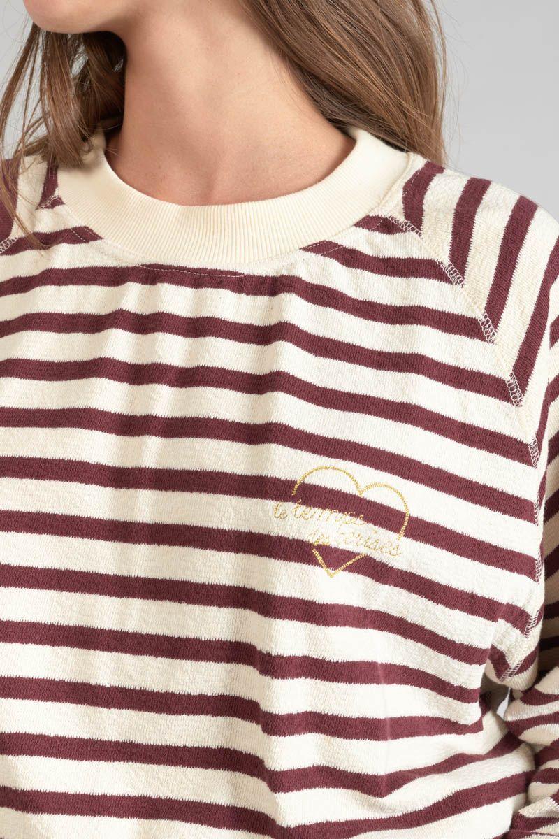 Le Temps Des Cerises Sweatshirt Koa Marinière Prune