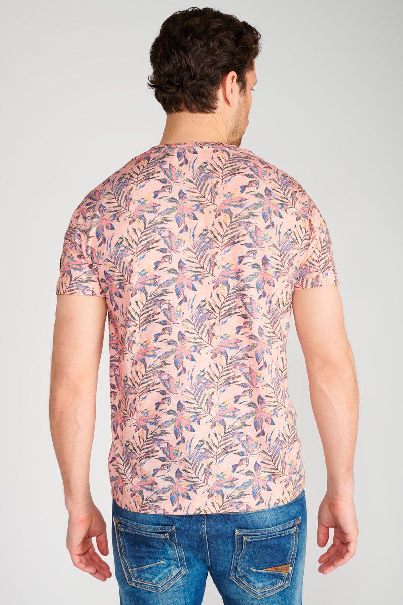 Le Temps Des Cerises T-shirt Abel à Motif Tropical Saumon