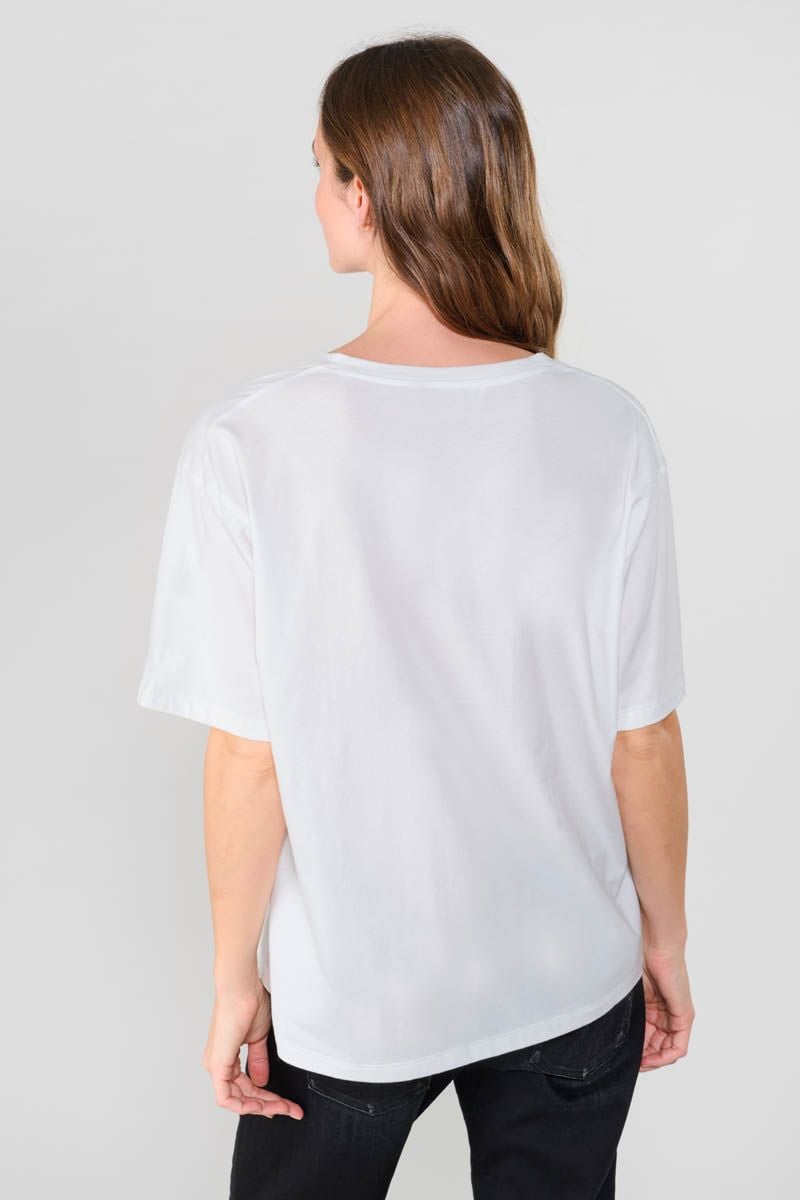 Le Temps Des Cerises T-shirt Auldi Blanc Délavé Imprimé