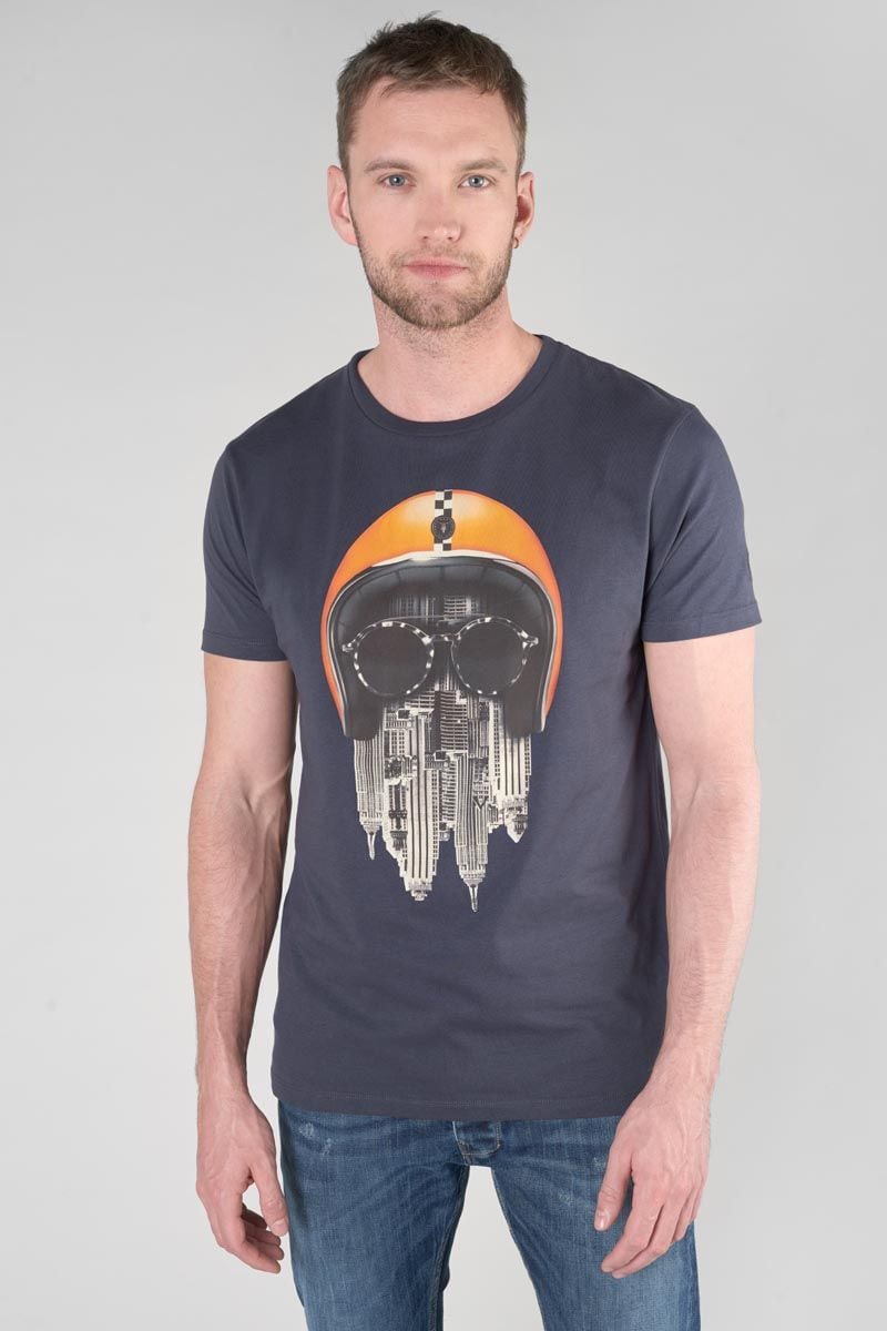 le temps des cerises T-shirt Backi bleu nuit imprimé