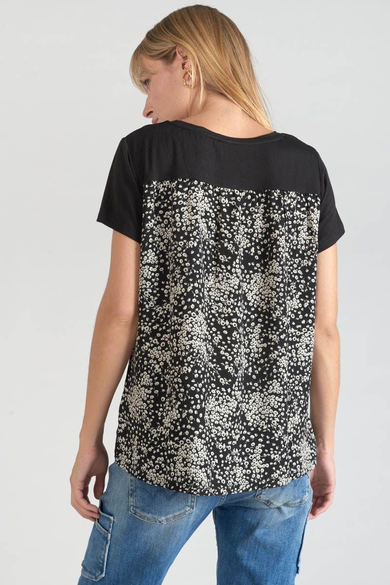 Le Temps Des Cerises T-shirt Bi-matière Domi Noir Imprimé