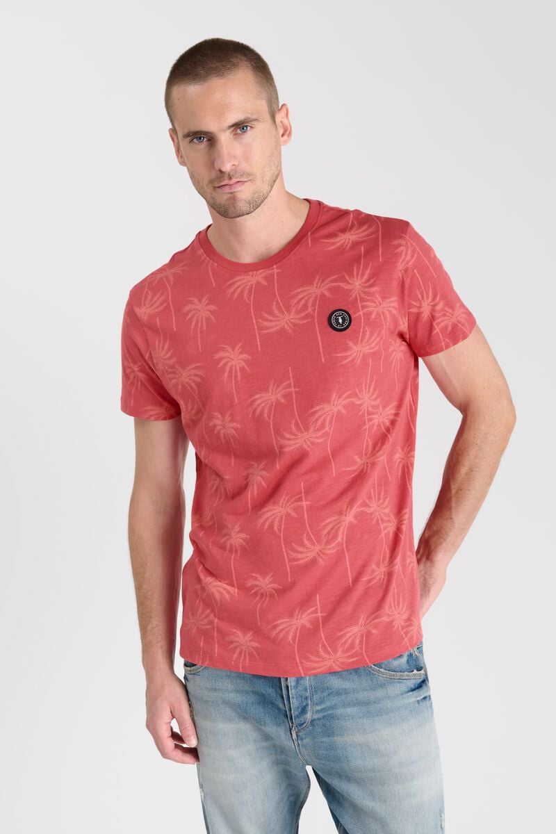 Le Temps Des Cerises T-shirt Cirel Rose à Motif Palmier