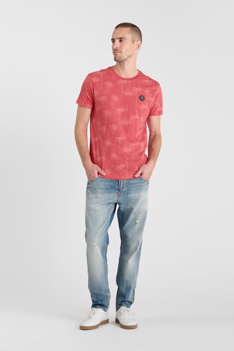 Le Temps Des Cerises T-shirt Cirel Rose à Motif Palmier