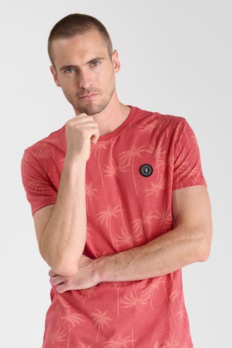 le temps des cerises T-shirt Cirel rose à motif palmier
