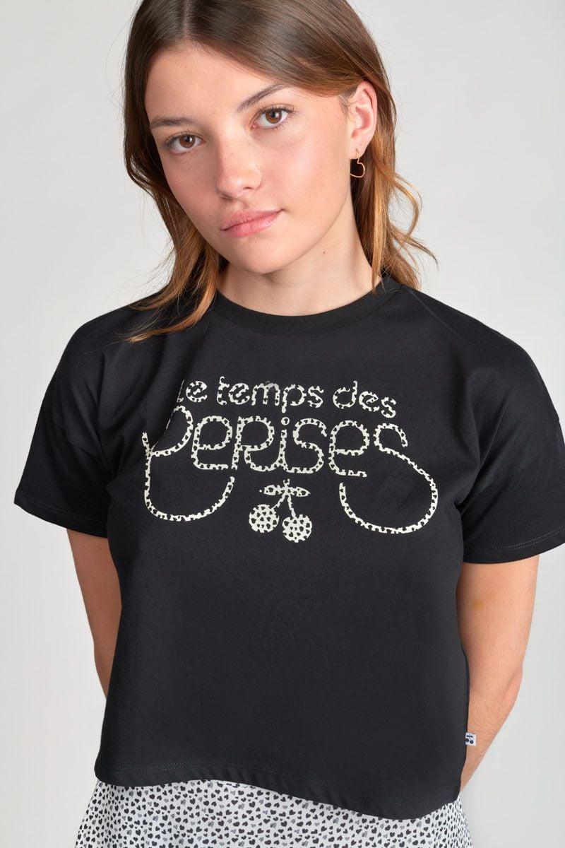 le temps des cerises T-shirt court Wileygi noir imprimé