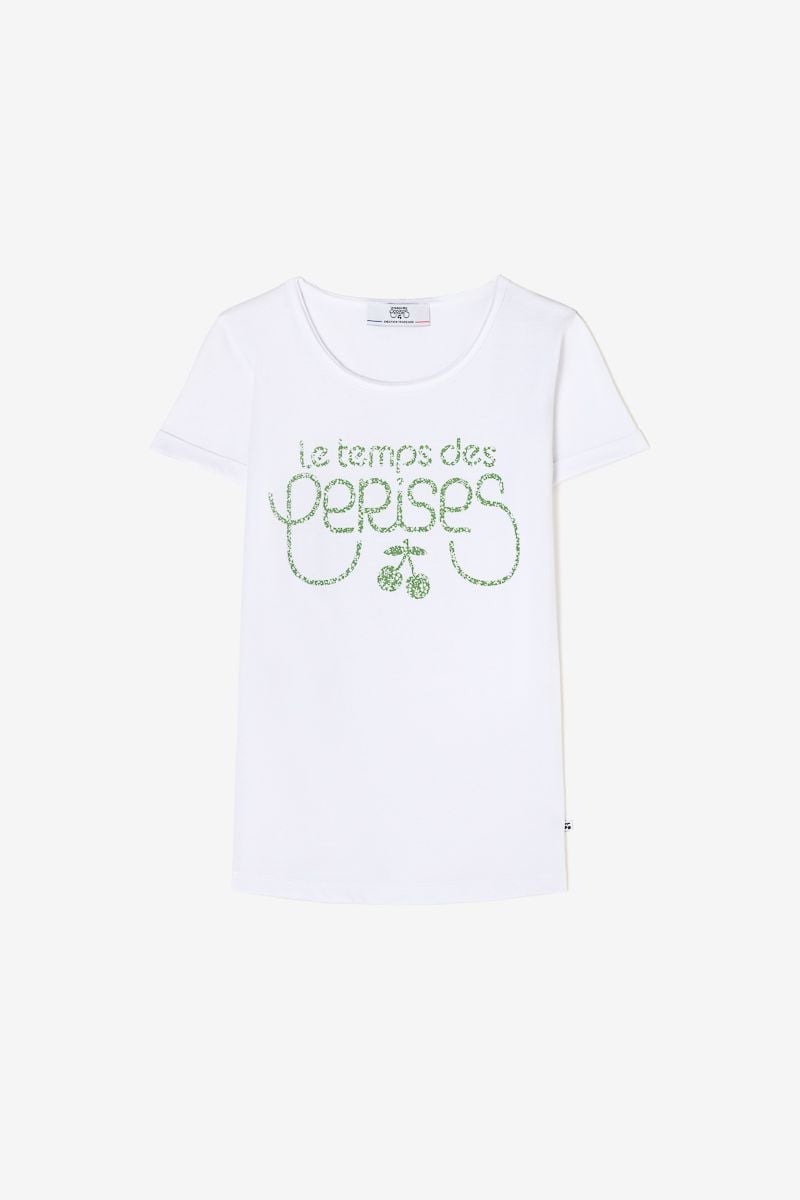 le temps des cerises T-shirt Darumagi blanc imprimé