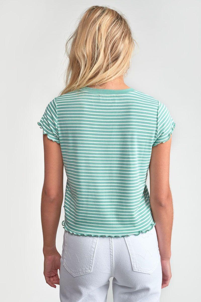 Le Temps Des Cerises T-shirt Driadigi à Rayures Vert D'eau
