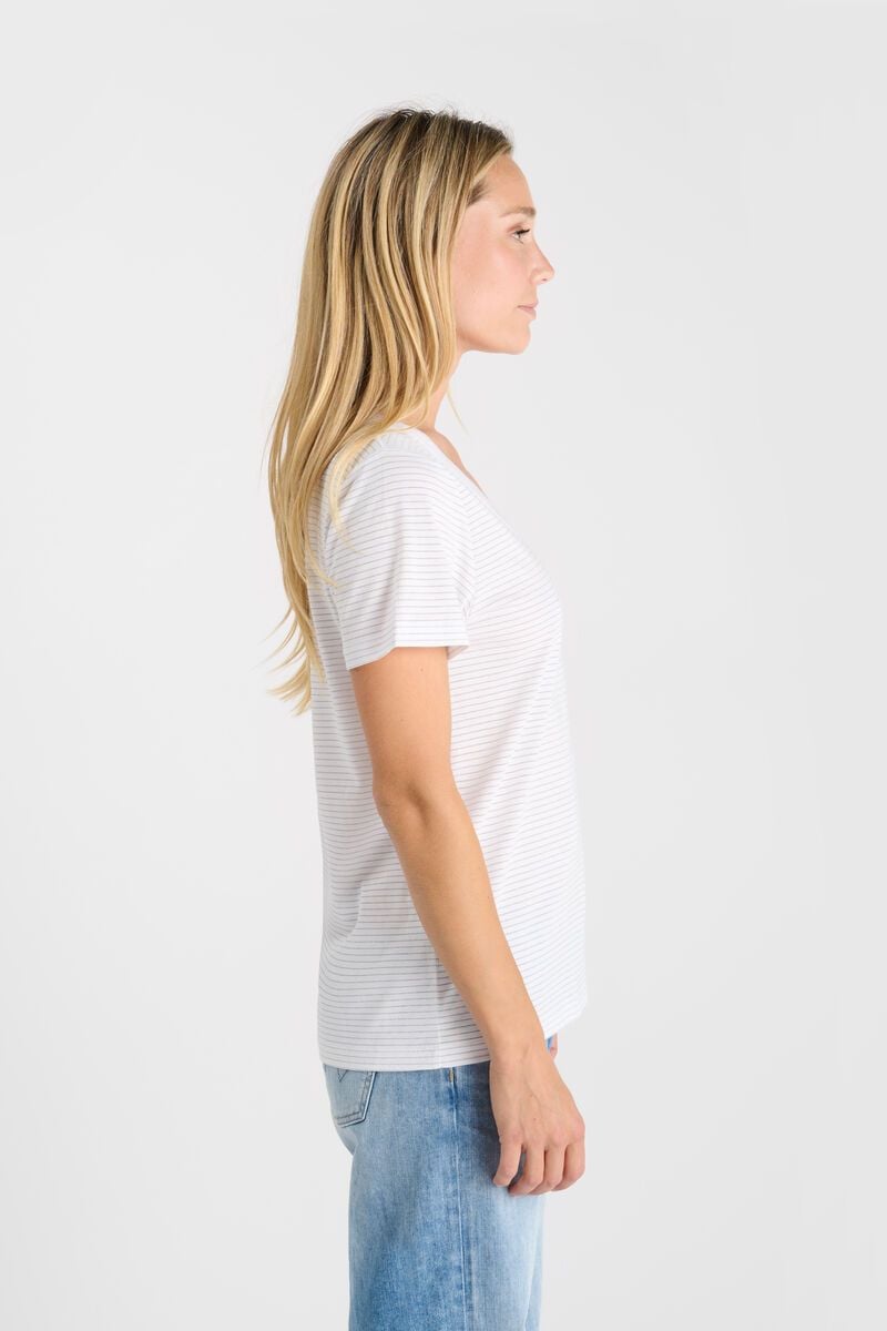 Le Temps Des Cerises T-shirt Edwige Blanc à Rayures