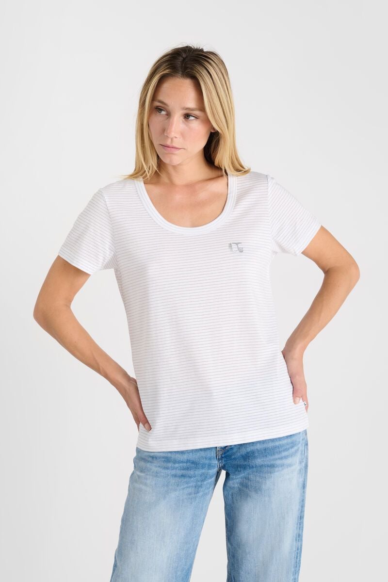 le temps des cerises T-shirt Edwige blanc à rayures