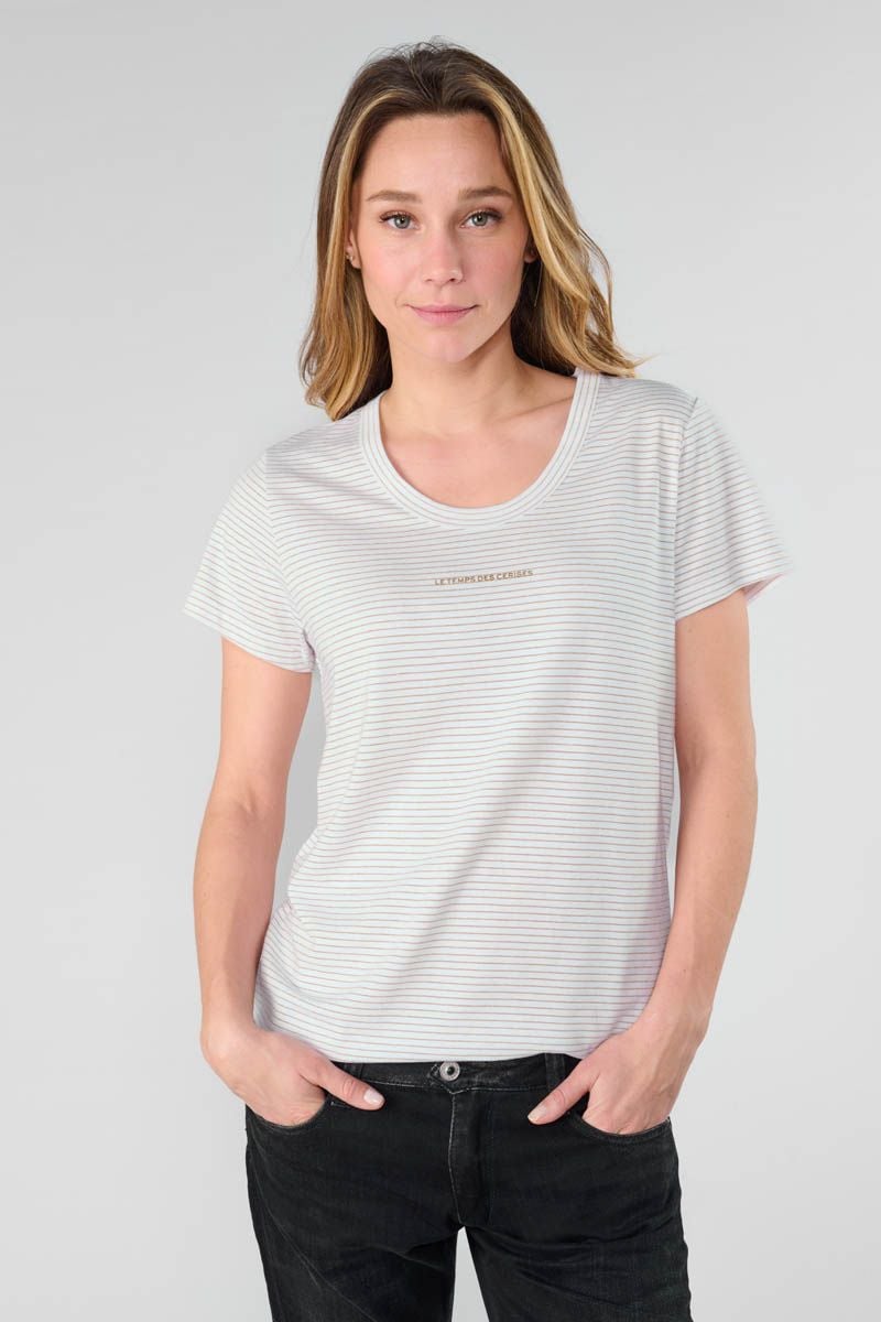 le temps des cerises T-shirt Edwige crème à rayures