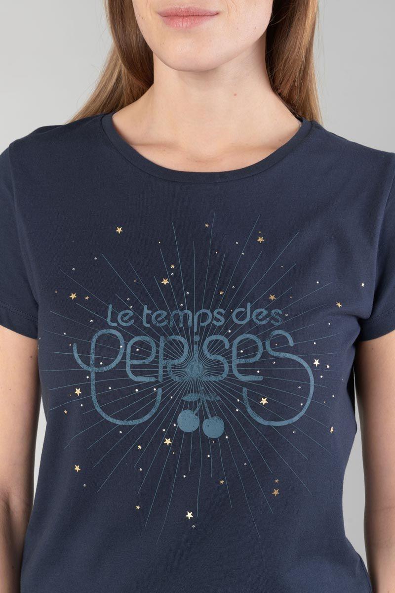 Le Temps Des Cerises T-shirt Fabulo Bleu Nuit Imprimé