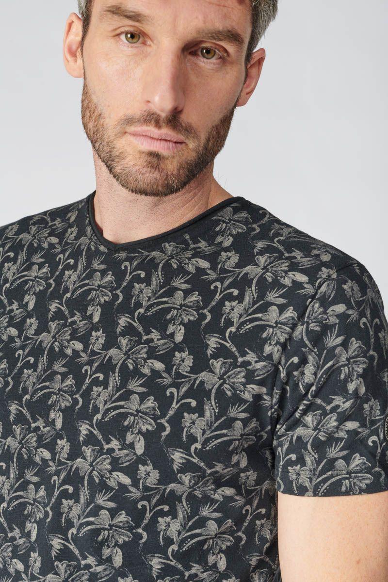 Le Temps Des Cerises T-shirt Frost Noir à Motif Floral