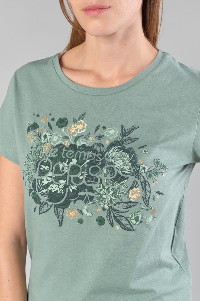 Le Temps Des Cerises T-shirt Gracy Vert Sauge Imprimé