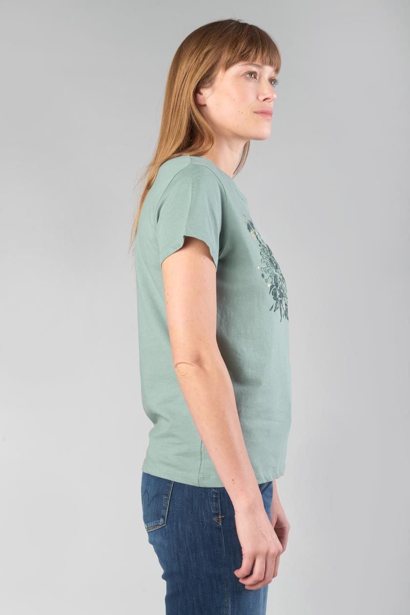 Le Temps Des Cerises T-shirt Gracy Vert Sauge Imprimé