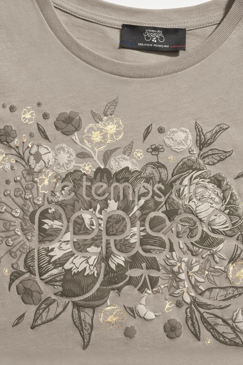 Le Temps Des Cerises T-shirt Gracygi Beige Sable Imprimé