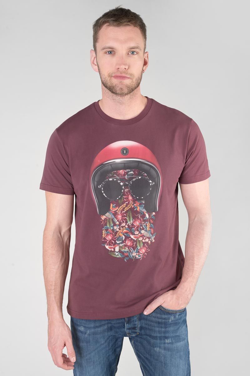 le temps des cerises T-shirt Gregor lie de vin imprimé