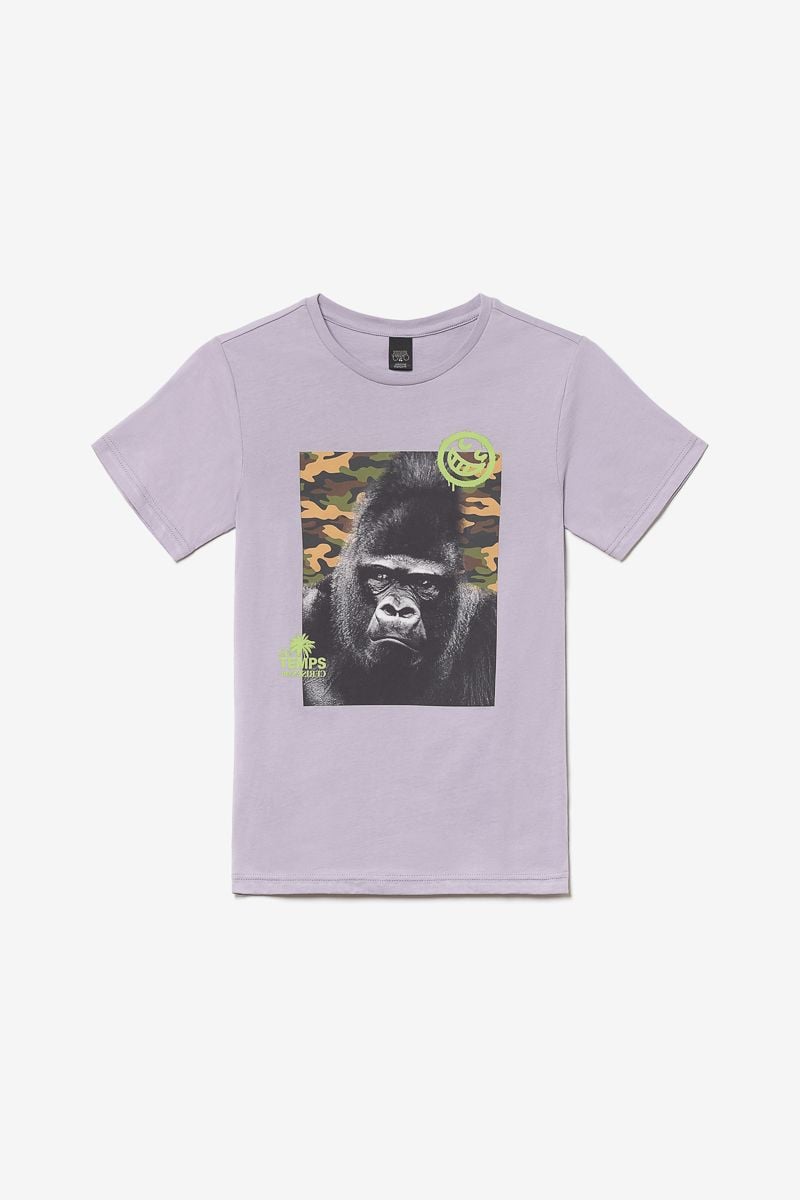 le temps des cerises T-shirt Islabo violet pastel imprimé